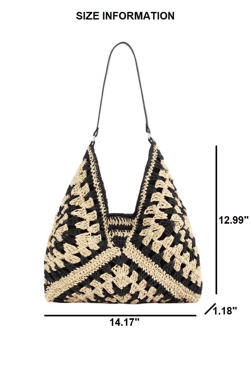 Vintage Woven Straw Crochet Shoulder Bag