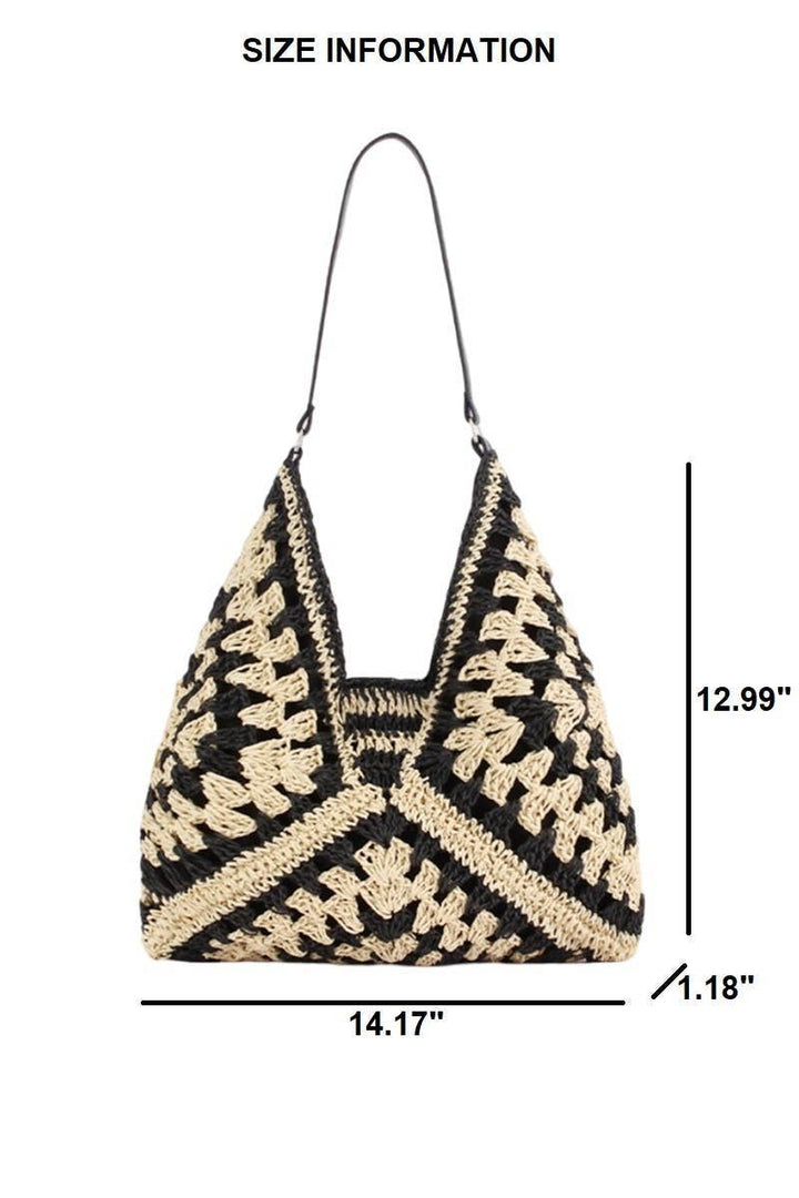 Vintage Woven Straw Crochet Shoulder Bag