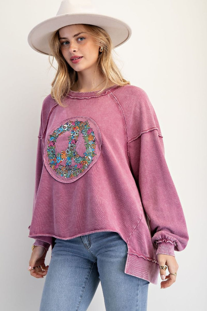 Easel Peace Sign Patch Sweatshirt