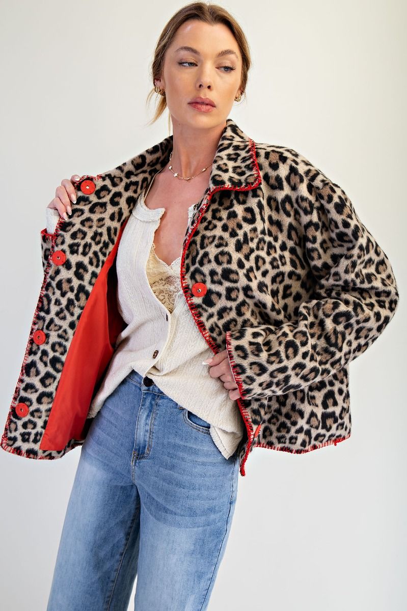 Easel Lined Leopard Jacket