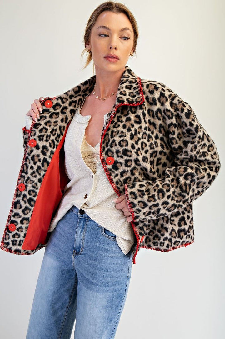 Easel Lined Leopard Jacket