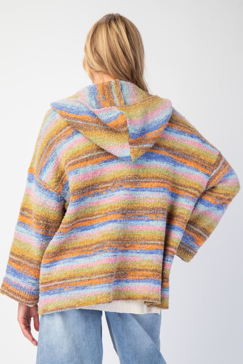 Easel Striped Hoodie Cardigan