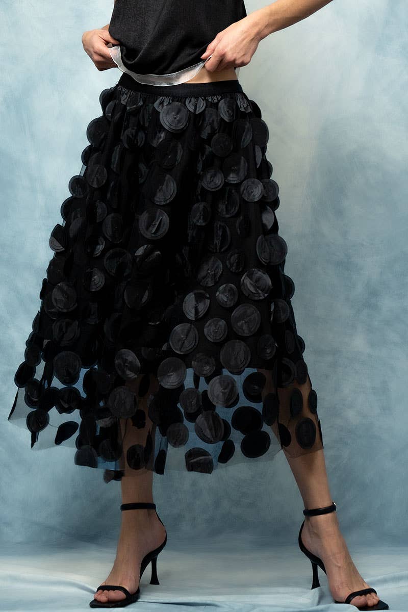 Disc Disorder Tulle Midi Skirt