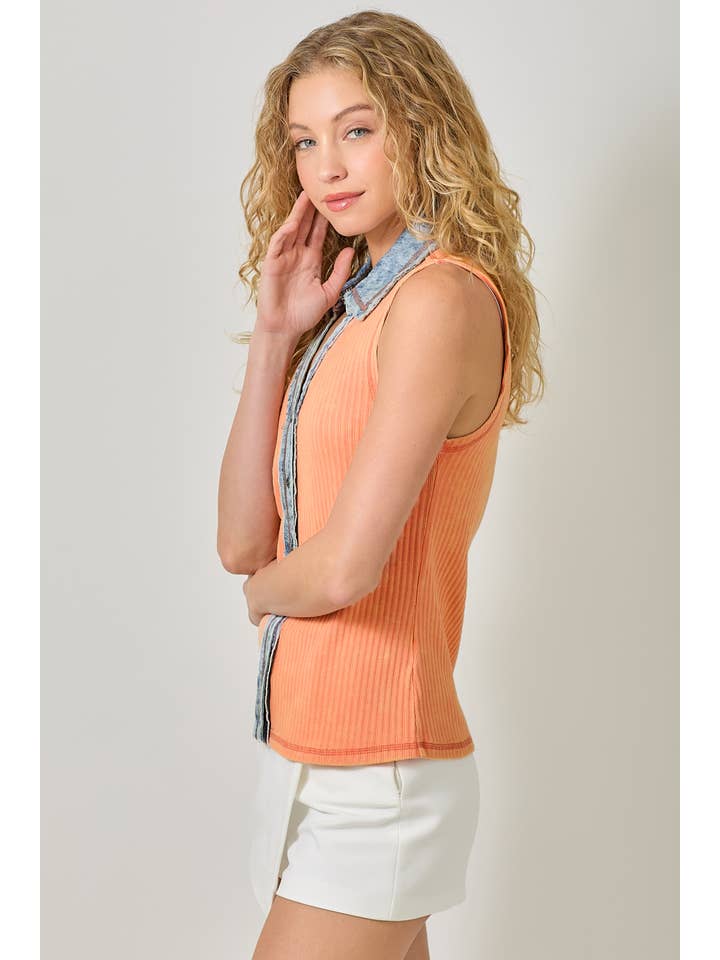 Washed Thermal Sleeveless Top