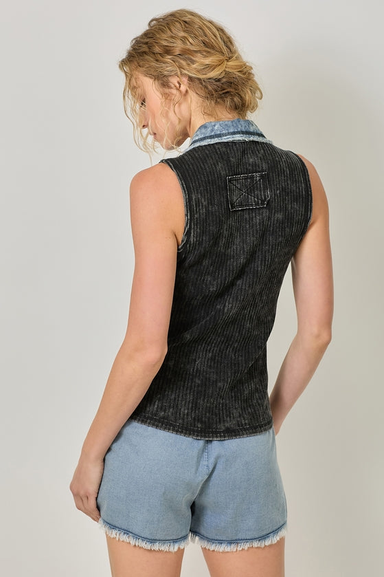 Washed Thermal Sleeveless Top