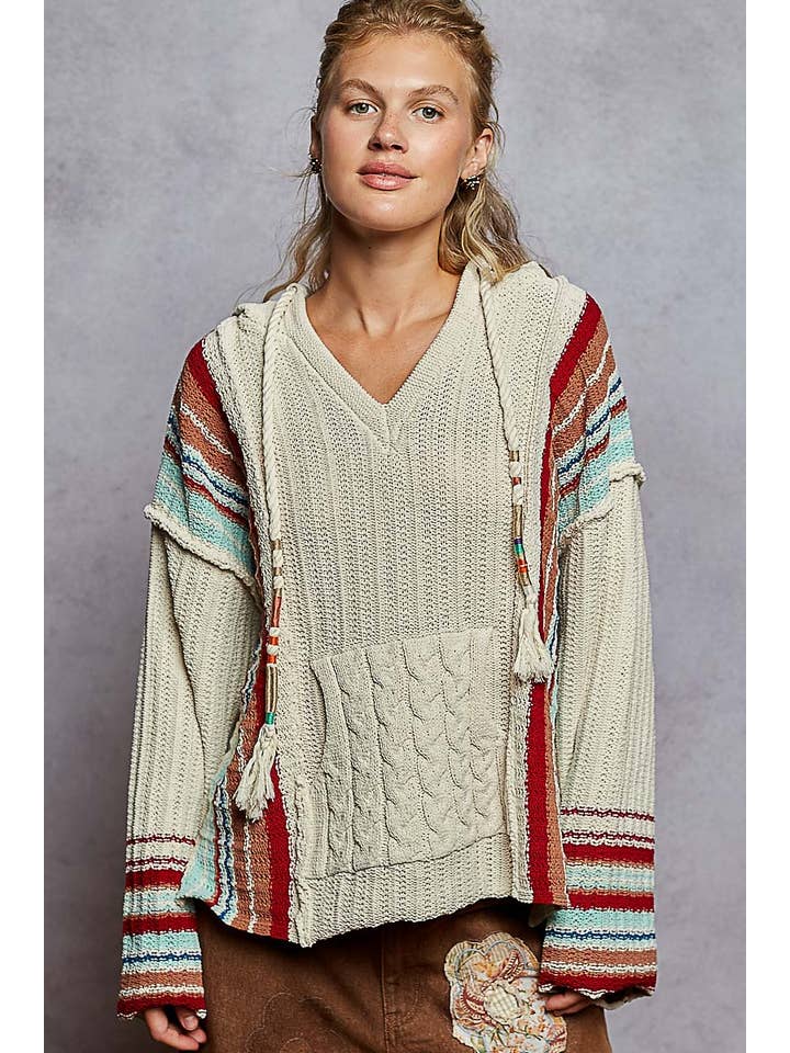 Striped Pattern Hoodie Sweater