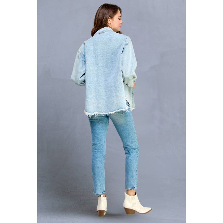 Pearl and Rhinestone Denim Shacket