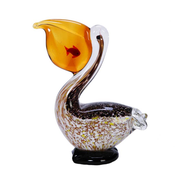Brown Pelican Glass Figurine