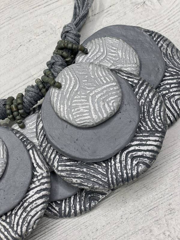 Multi-Layer Disk Paper Mache Necklace