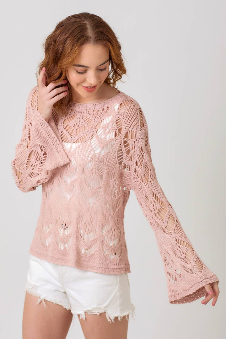 Crochet Knit Sweater Top