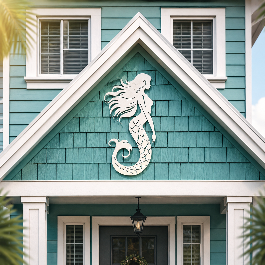 Outdoor Mermaid Wall Art – Weatherproof PVC Coastal Sign, Beach House, Pool & Ocean Decor