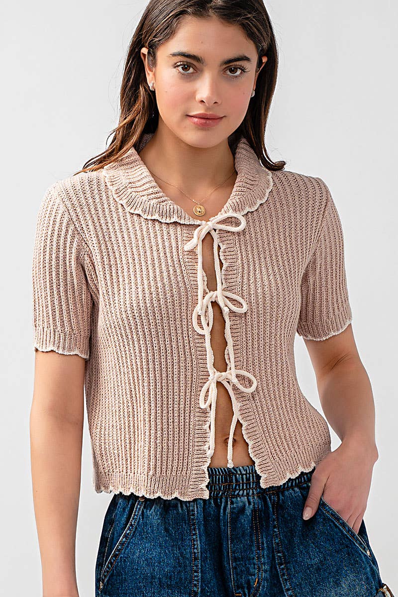 Ruffled Collar Knit Sweater