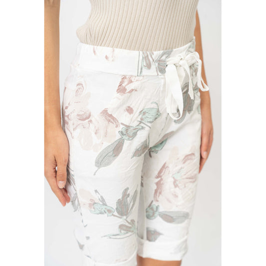 Look Mode Flower Print Shorts