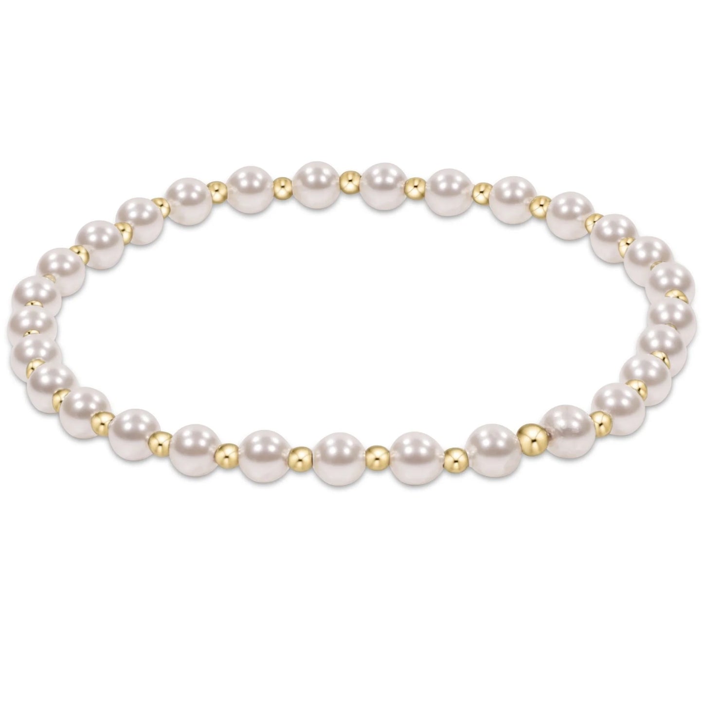 E Newton Extends Classic Grateful Pattern 4MM Bead Bracelet Pearl