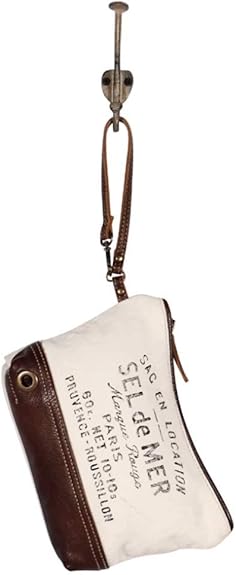 Spunky Canvas & leather Pouch Wristlet