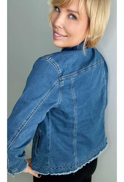 Ethyl Eyelet denim jean jacket