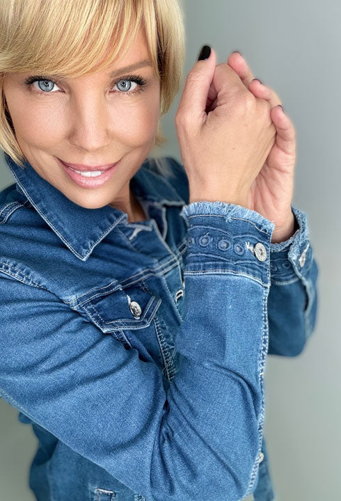 Ethyl Eyelet denim jean jacket