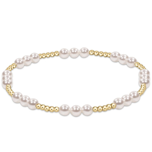 E Newton Classic Joy Pattern 4mm Bead Bracelet Pearl