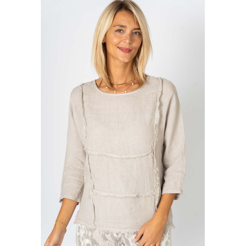 Look Mode Linen 3/4 slv top