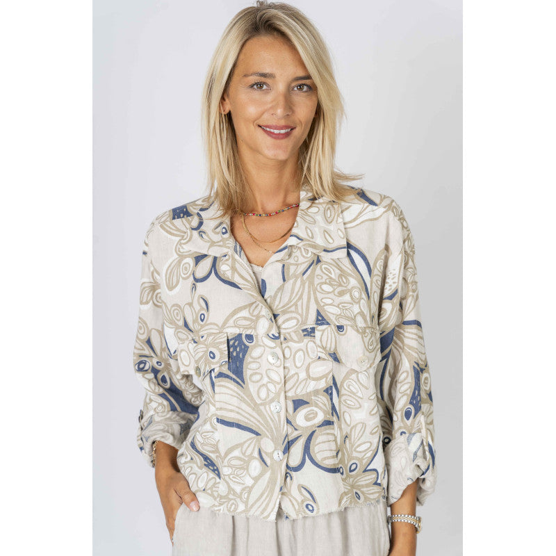 Look Mode Short Linen Jacket