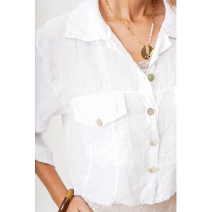 Look Mode Short Linen Jacket