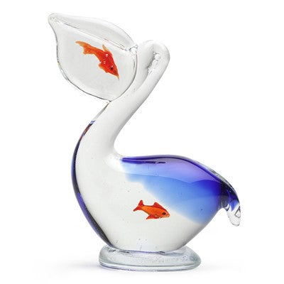 Glass Pelican W/Fish Small