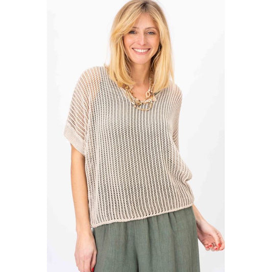 Open Knit short Sleeve Sweater