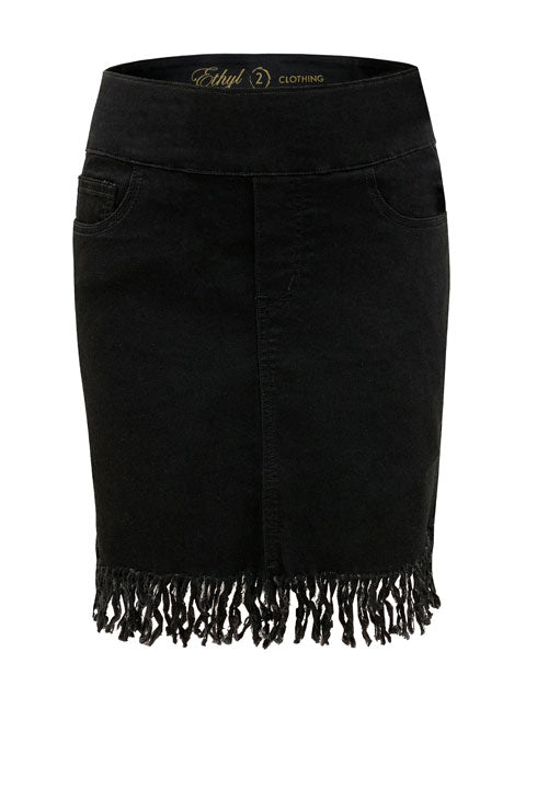 Ethyl Pull on Fringe denim skirt