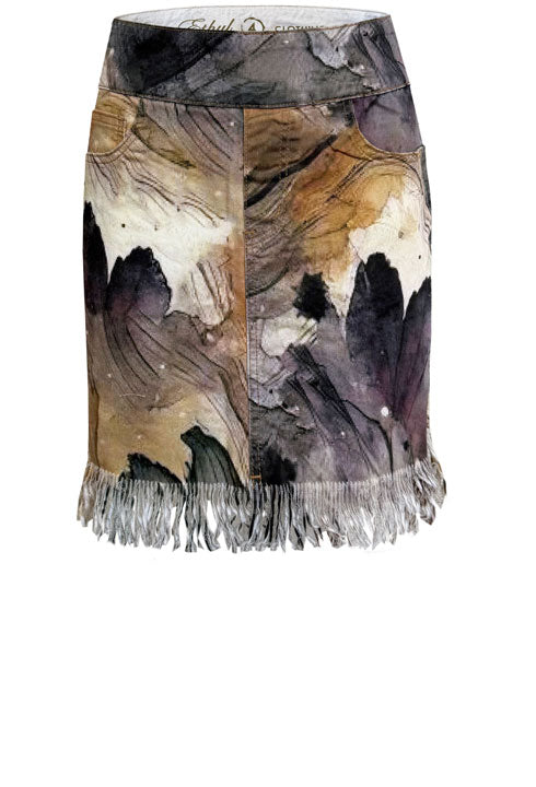 Ethyl Fringed Skirt Brown abstract