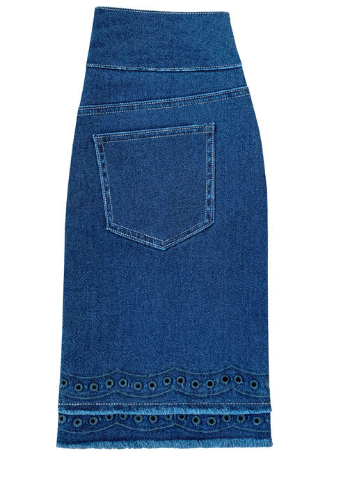 Ethyl Jean Skirt w/embroidered detail