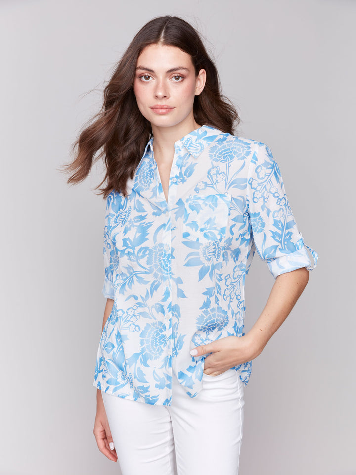 Charlie B Printed L/S Blouse