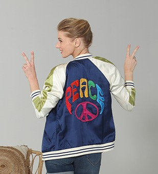 Reversible Peace Baseball Jacket