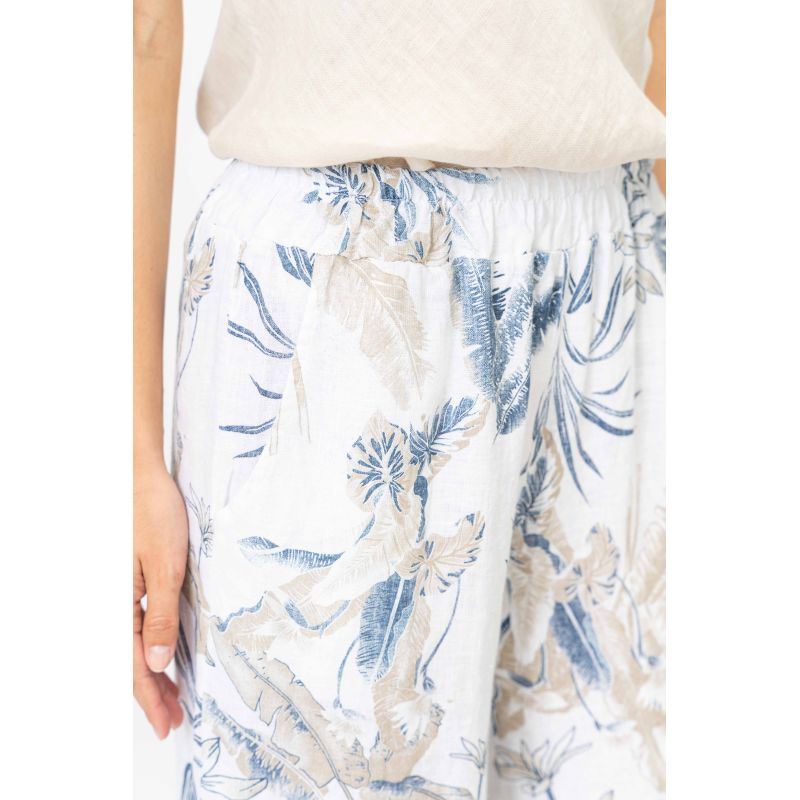 Look Mode linen crop pant printed