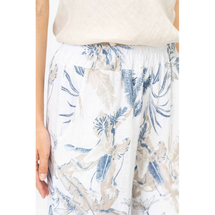 Look Mode linen crop pant printed