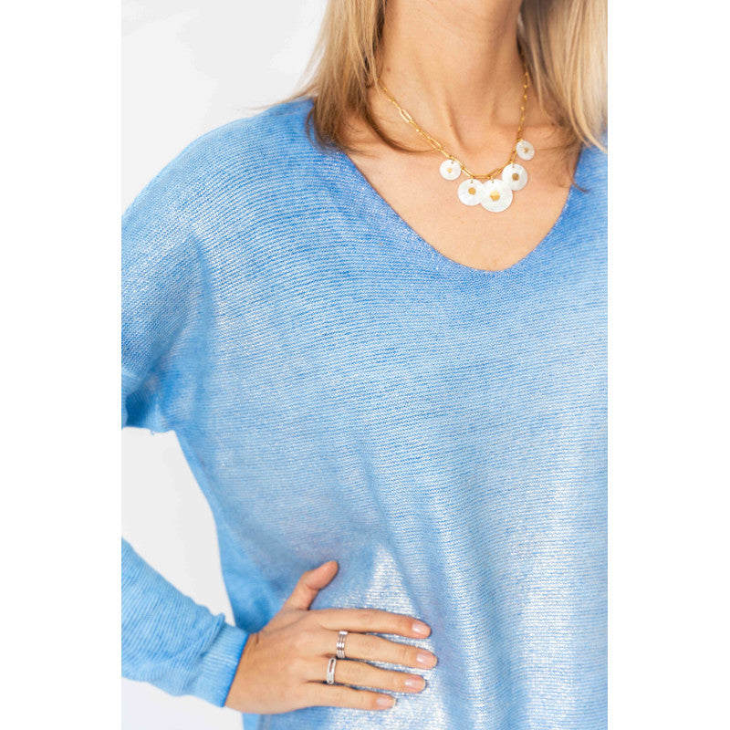 Shimmer V Neck Light Sweater