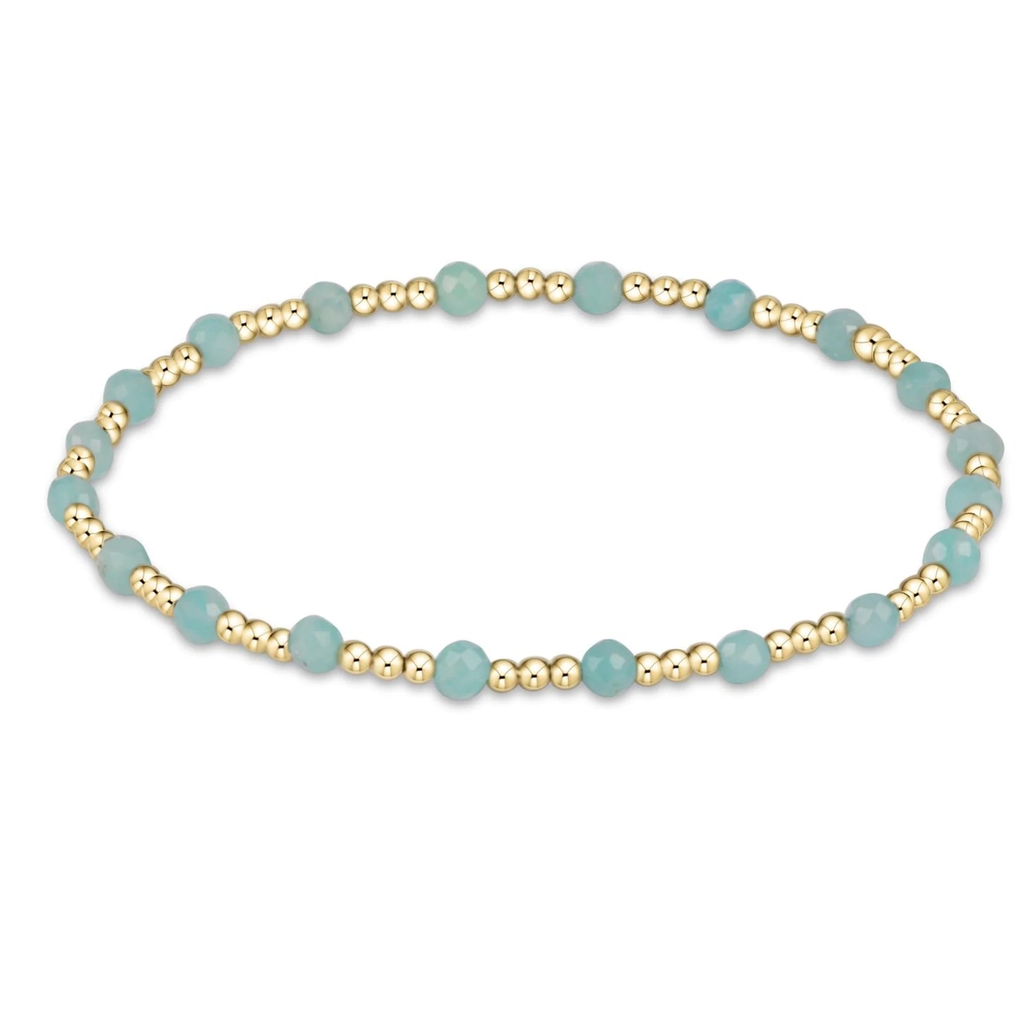 E Newton Gemstone Gold Sincerity Pattern 3MM Bead Bracelet Amazonite