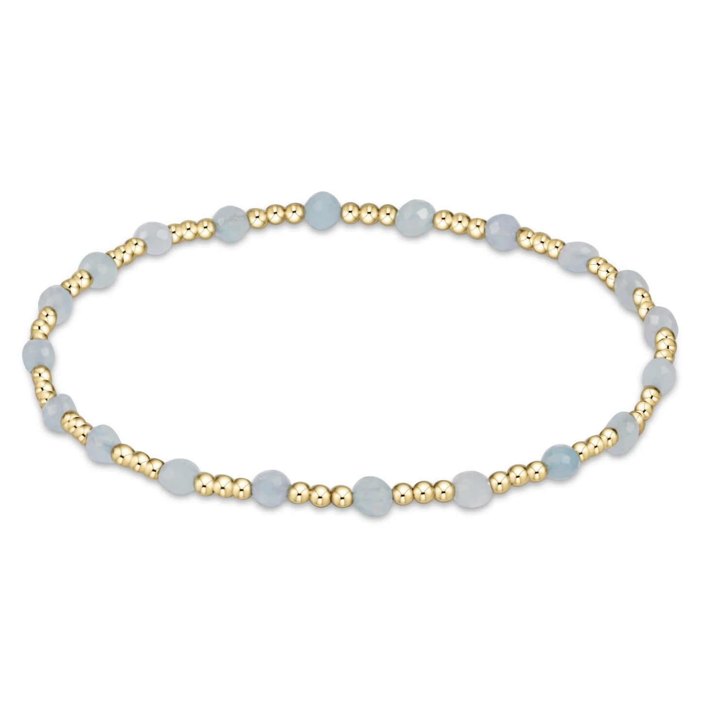 E Newton Gemstone Gold Sincerity Pattern 3MM Bead Bracelet Aquamarine