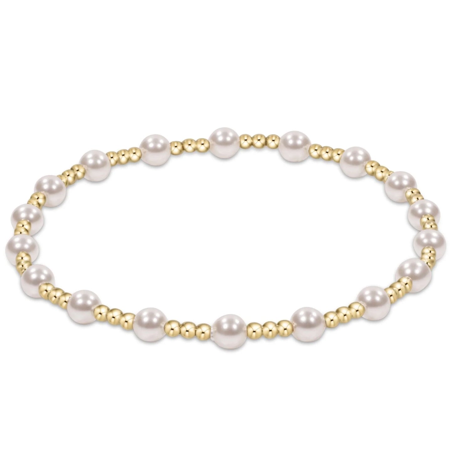 E Newton Extends Classic Sincerity Pattern 4MM Bead Bracelet Pearl