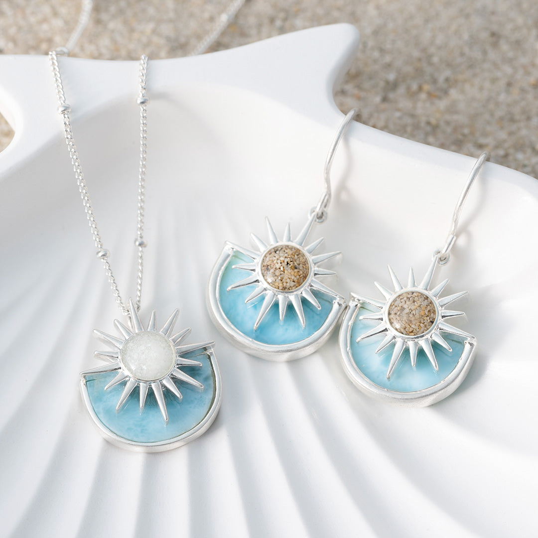 Luxury Sun Splash Necklace - Larimar (FMB Shells)
