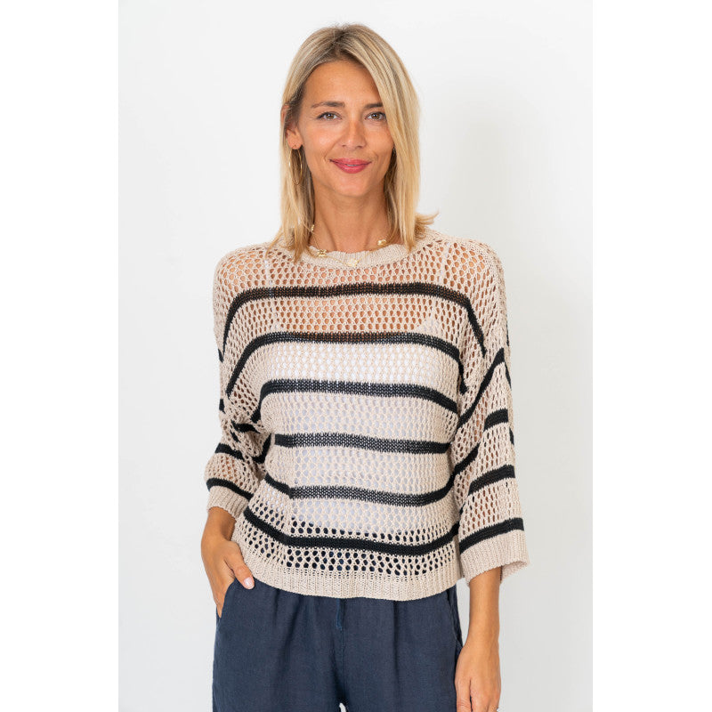 Look Mode Striped Knit Top