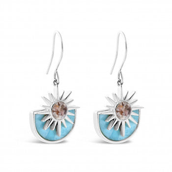 Luxury Sun Splash Earrings - Larimar (FMB Shells)