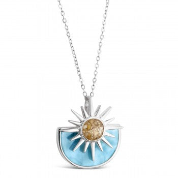 Luxury Sun Splash Necklace - Larimar (FMB Shells)