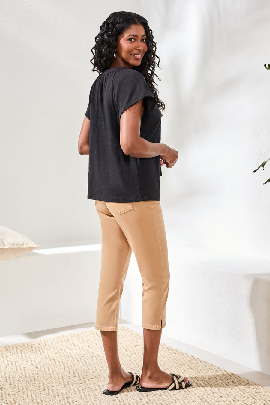 Tribal Short Sleeve Top w/Tassels