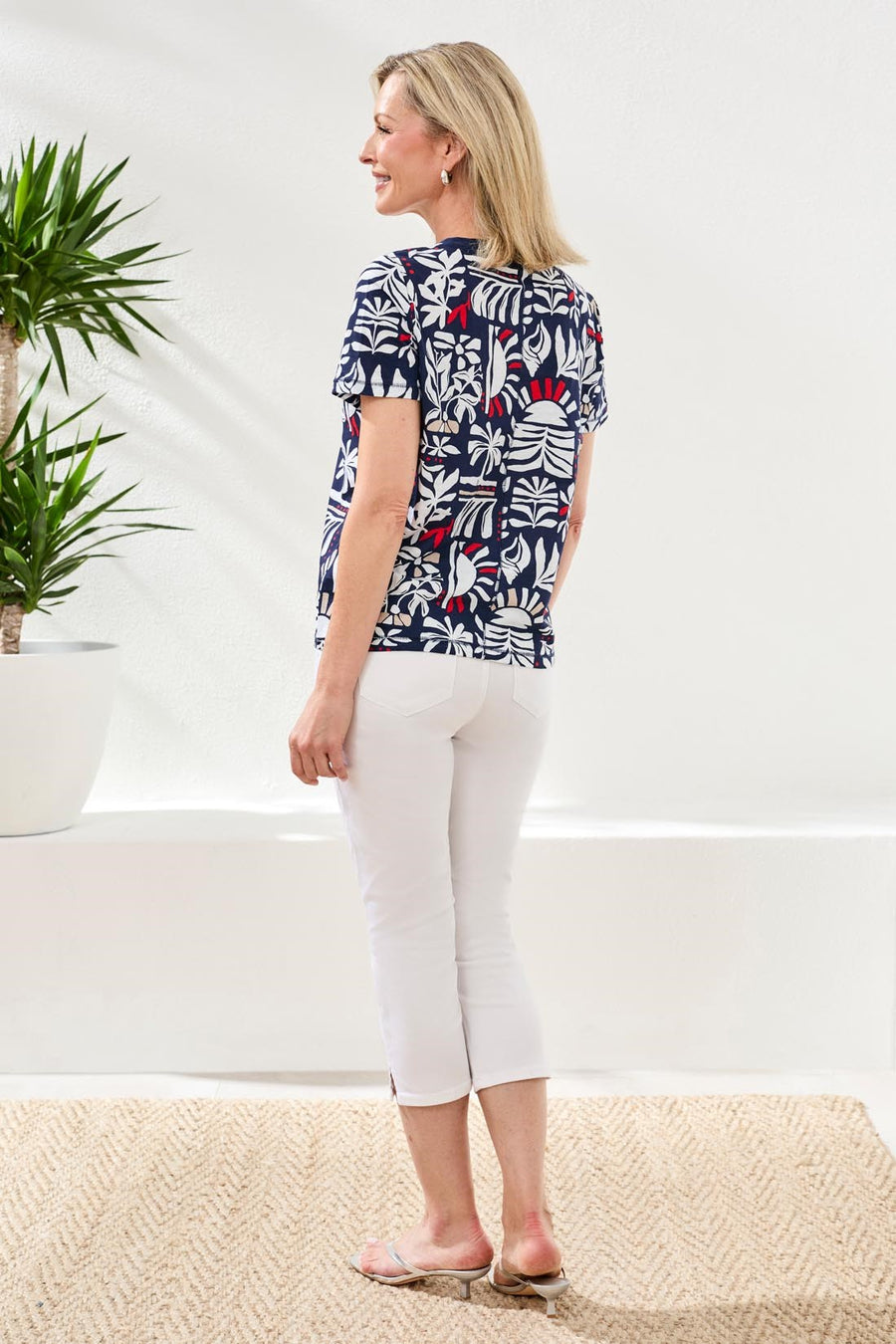 Tribal Crew Neck Print Top