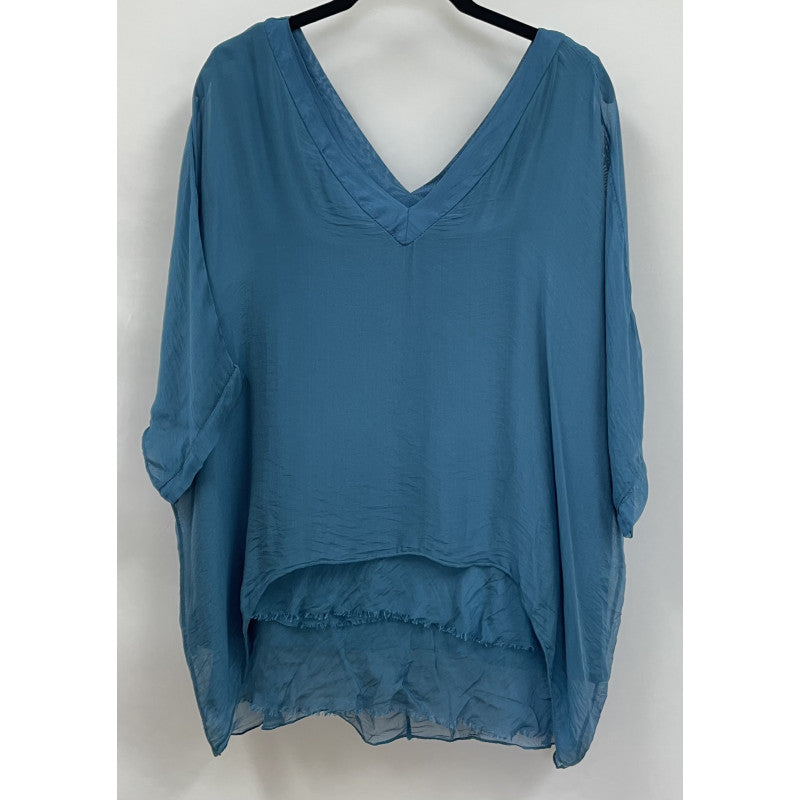 Look Mode V Neck Ruffle Top