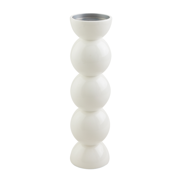 Medium White Laquered Candlestick