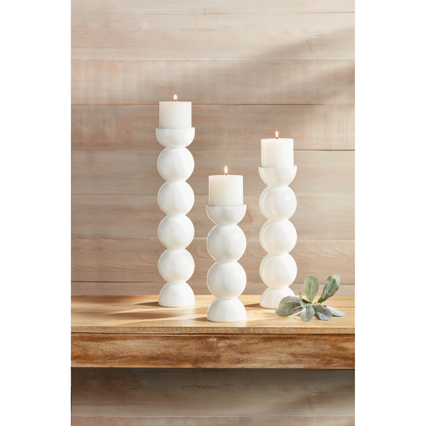 Medium White Laquered Candlestick