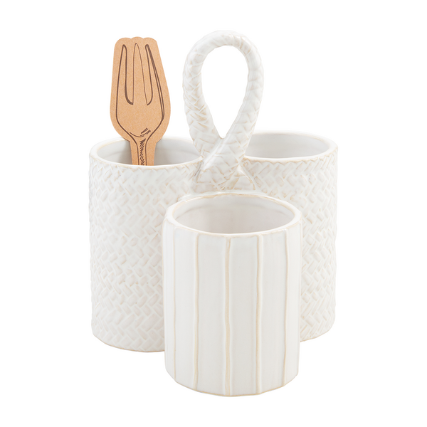 Textured Stoneware Utensil Holder