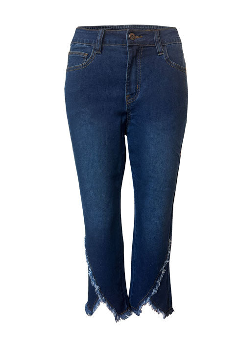 Ethyl Jean capri cross fray hem